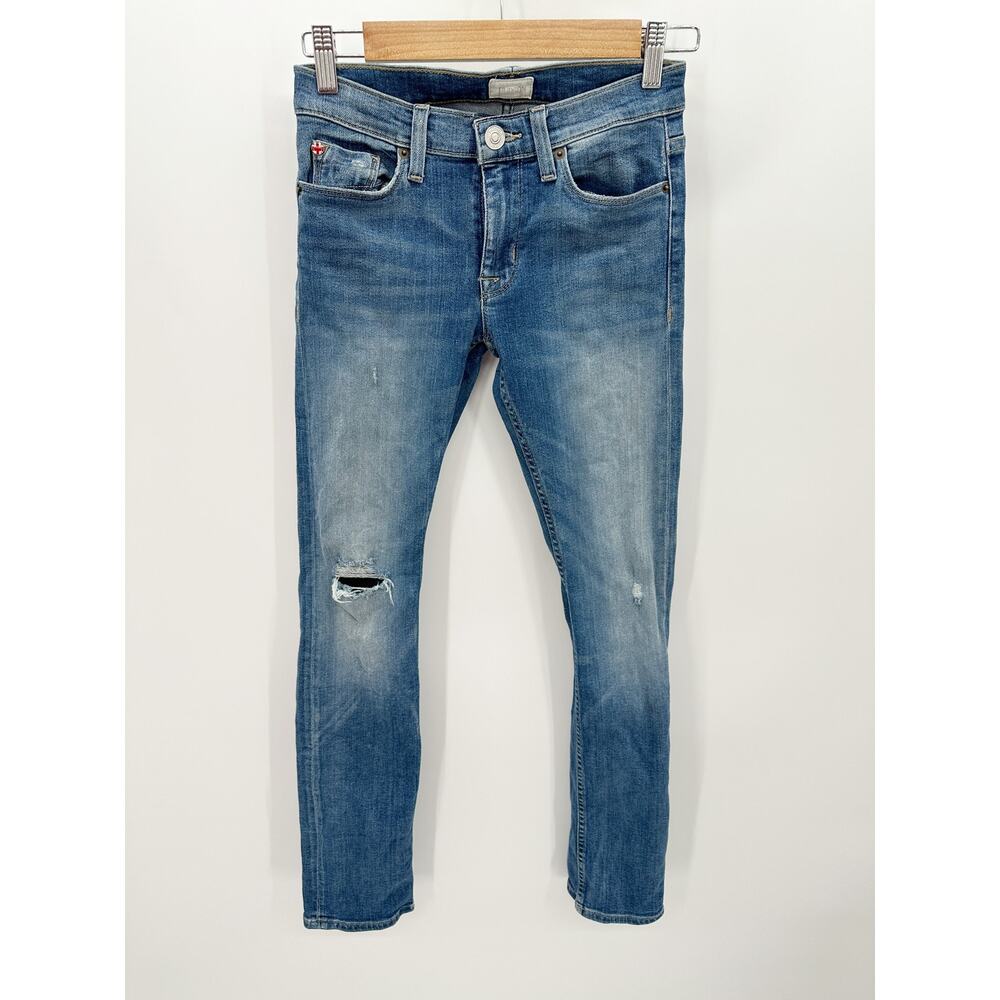 Hudson Women’s 24 Tilda Skinny Jeans Distressed Selvage Medium Wash Blue
